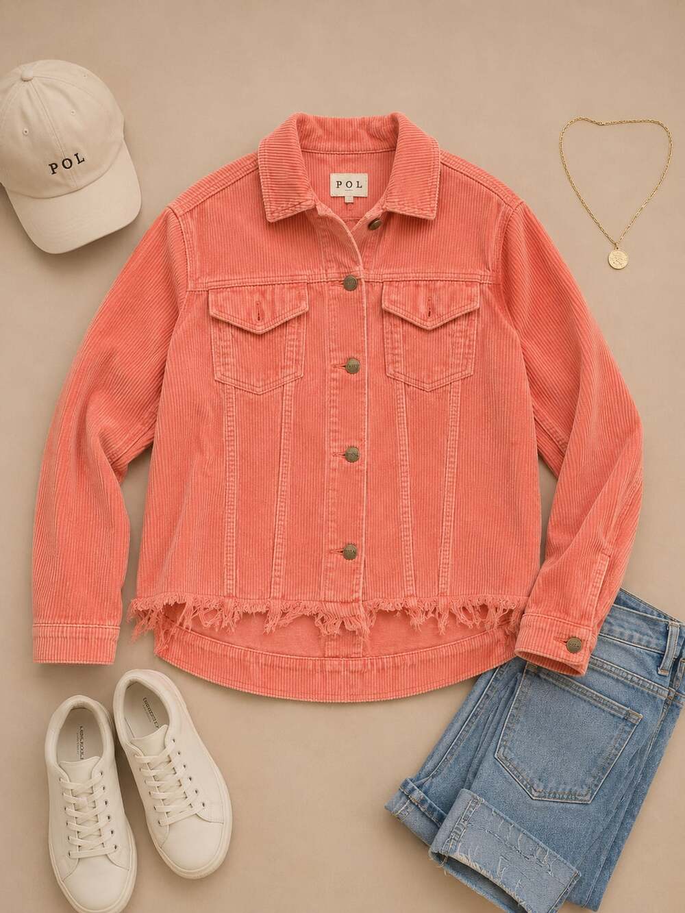 POL Coral Corduroy Jacket